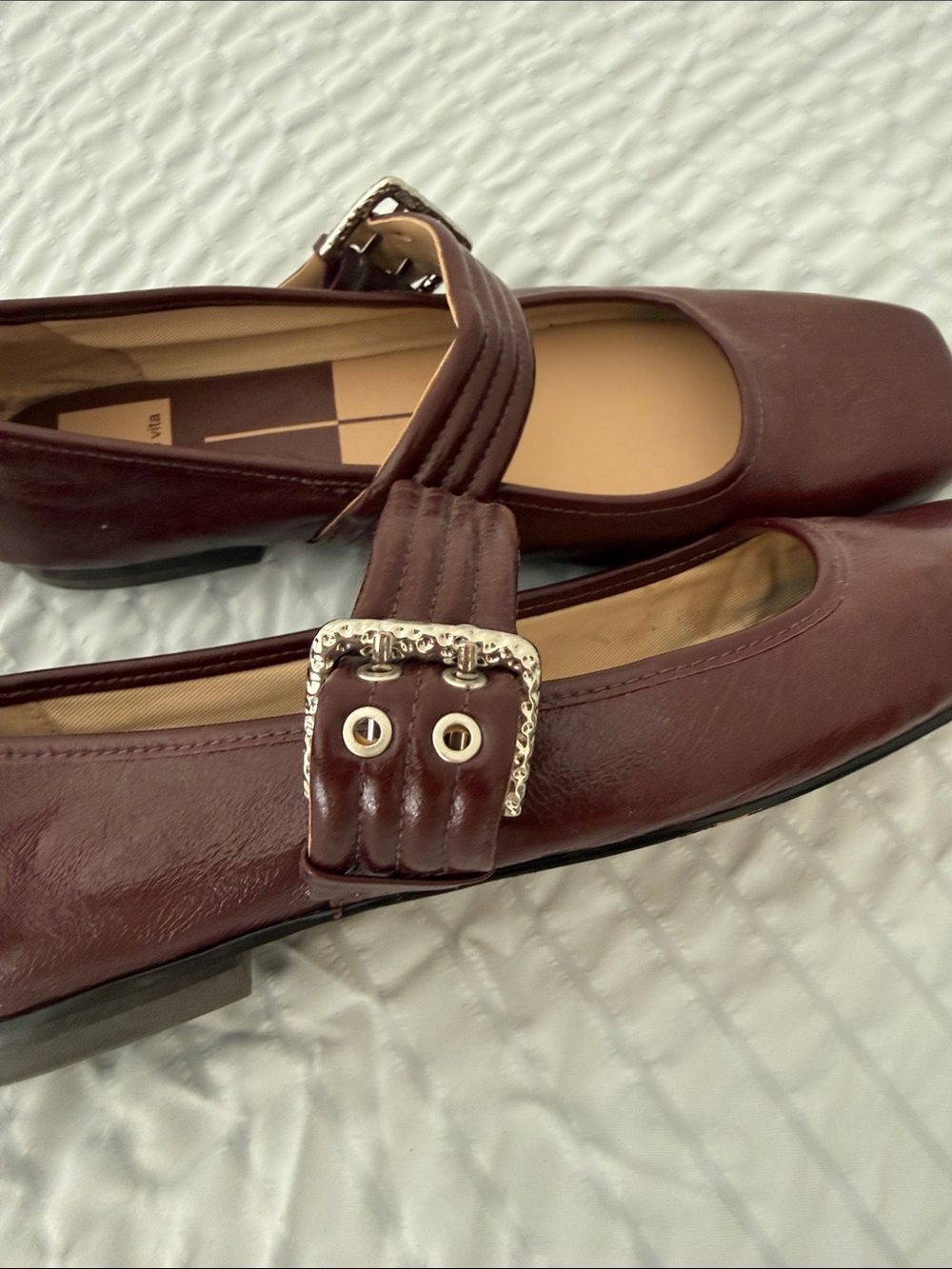 Dolce Vita Women's Dark Burgundy Mary Jane Flats with Buckle Strap - Picture 6 of 6